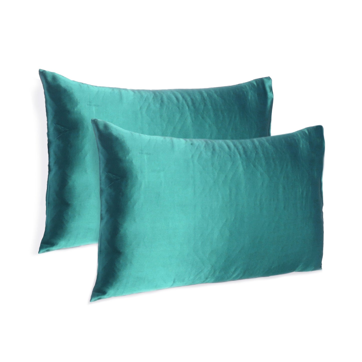 Teal Dreamy Set Of 2 Silky Satin King Pillowcases