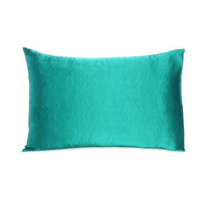 Teal Dreamy Set Of 2 Silky Satin King Pillowcases