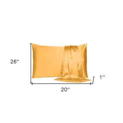 Apricot Dreamy Set Of 2 Silky Satin Standard Pillowcases