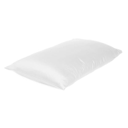 Set Of Two White Silky Satin Standard Pillowcases