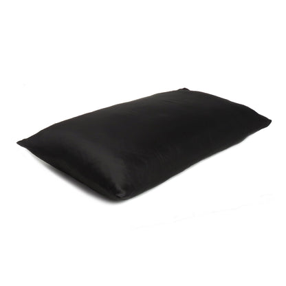 Black Dreamy Set Of 2 Silky Satin Standard Pillowcases