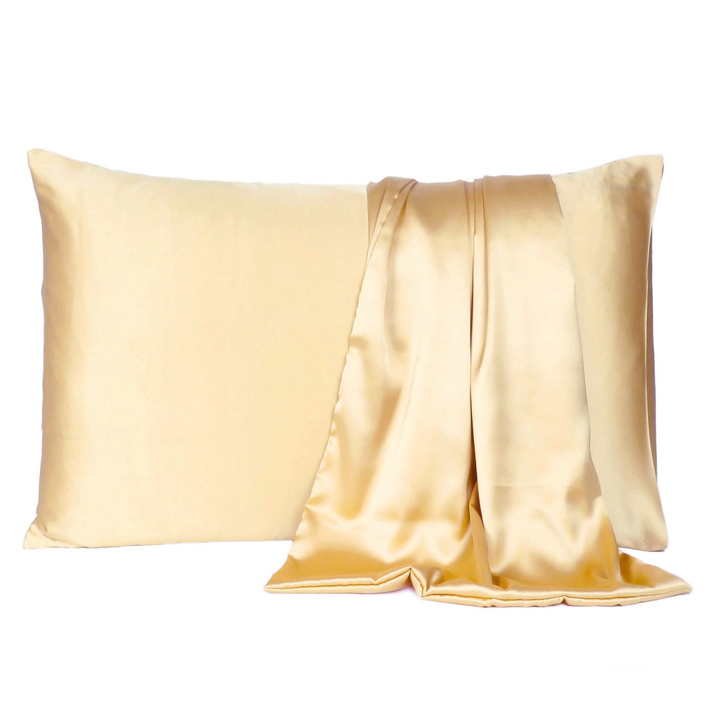 Pale Yellow Dreamy Set Of 2 Silky Satin Standard Pillowcases