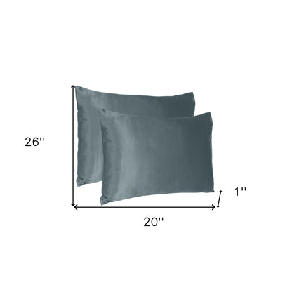 Gray Dreamy Set Of 2 Silky Satin Standard Pillowcases