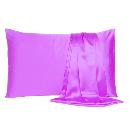 Violet Dreamy Set Of 2 Silky Satin Standard Pillowcases