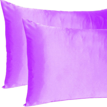 Violet Dreamy Set Of 2 Silky Satin Standard Pillowcases