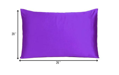 Bright Purple Dreamy Set Of 2 Silky Satin Standard Pillowcases