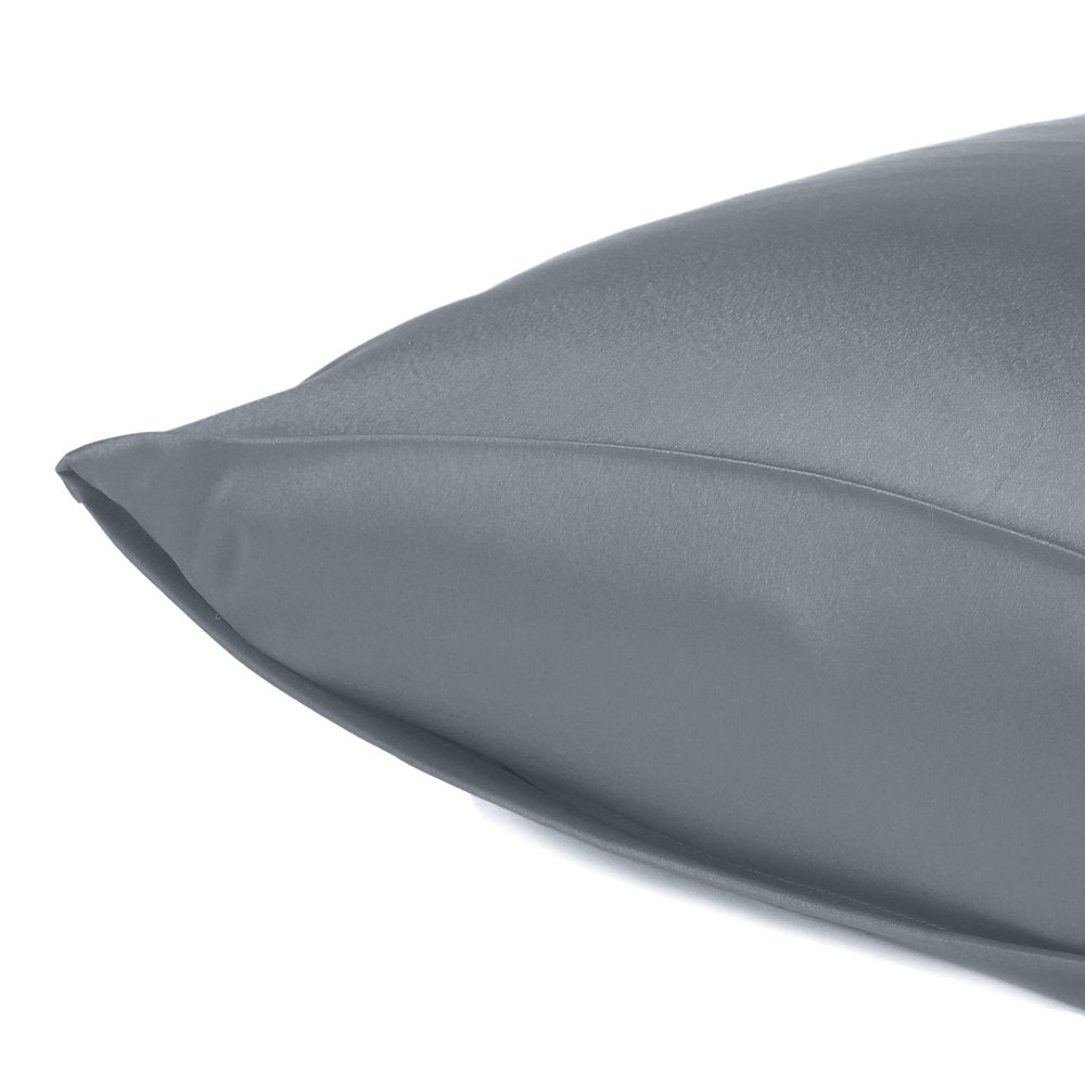 Set Of Two Dark Gray Dreamy Silk Satin Standard Pillowcases