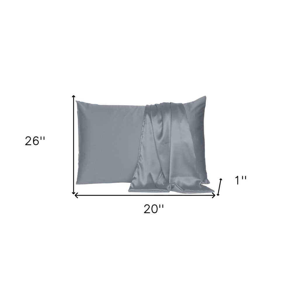 Set Of Two Dark Gray Dreamy Silk Satin Standard Pillowcases