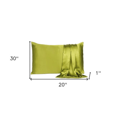 Set of Two Lemongrass Dreamy Silk Satin Queen Pillowcases