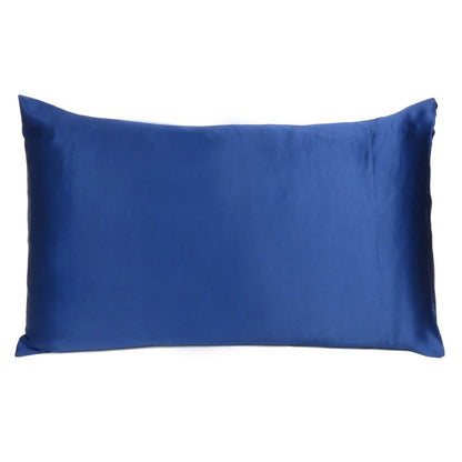 Navy Blue Dreamy Set Of 2 Silky Satin Queen Pillowcases