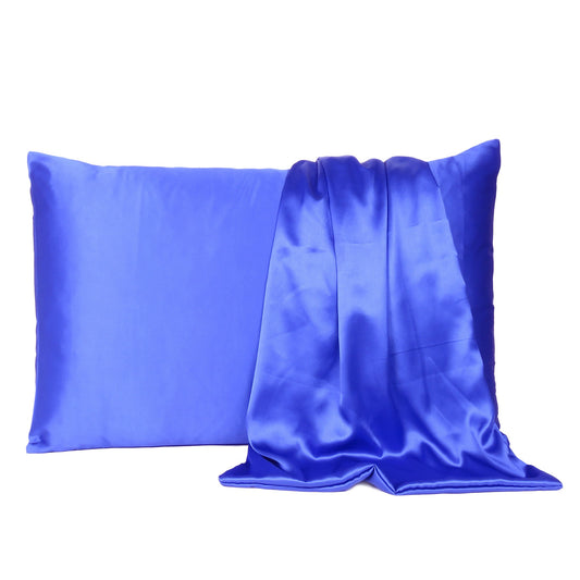 Royal Blue Dreamy Set Of 2 Silky Satin Queen Pillowcases