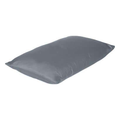 Dark Gray Dreamy Set Of Two Silky Satin Queen Pillowcases