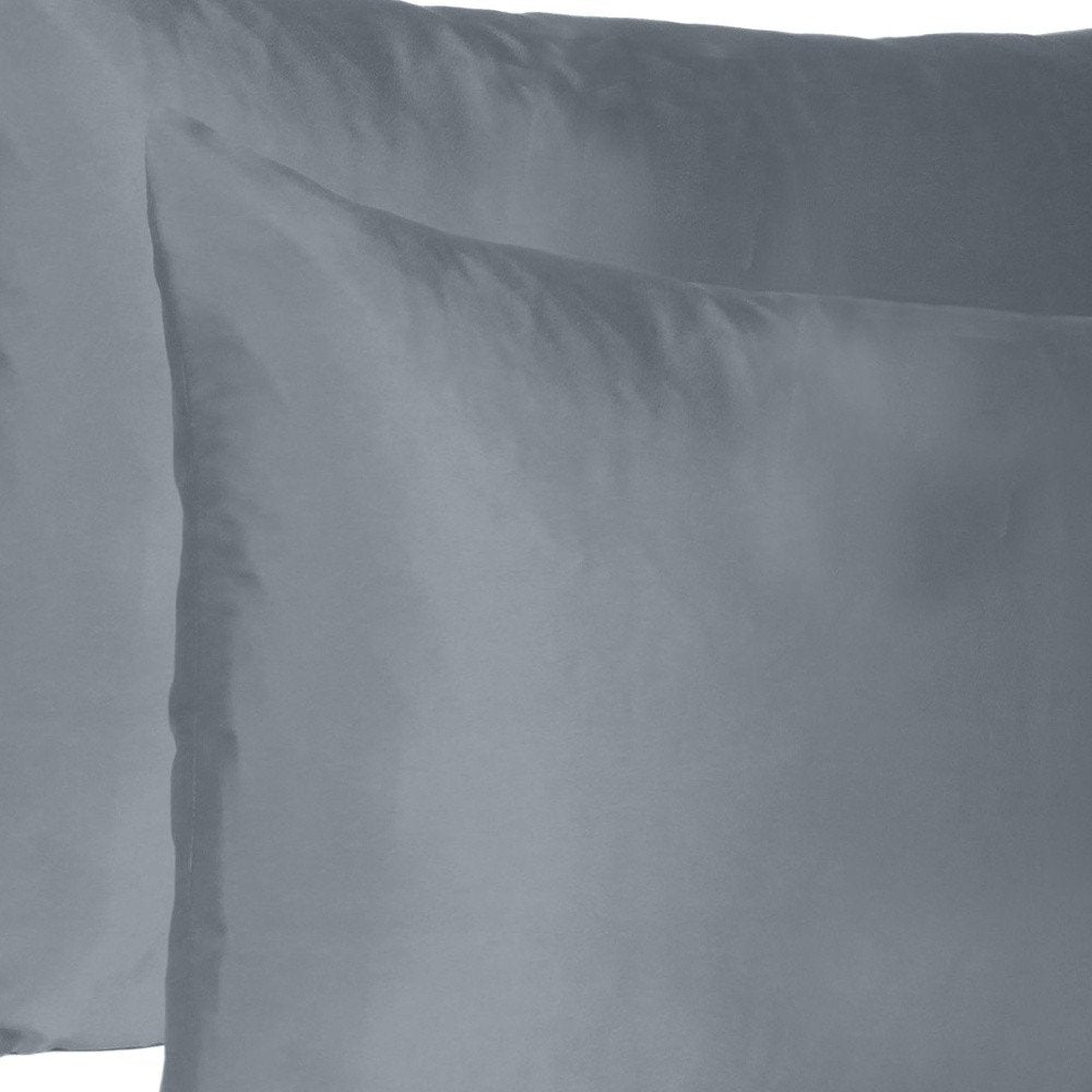 Dark Gray Dreamy Set Of Two Silky Satin Queen Pillowcases