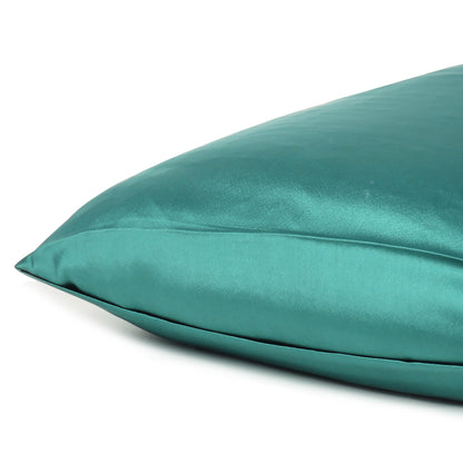 Teal Dreamy Set Of 2 Silky Satin Queen Pillowcases