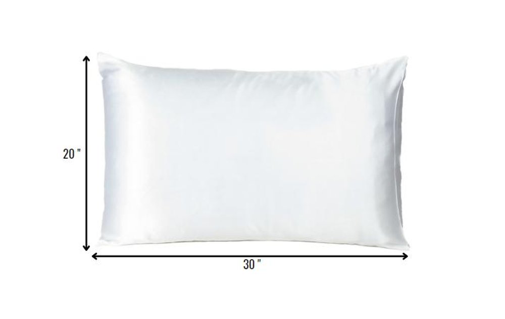 White Dreamy Set Of 2 Silky Satin Queen Pillowcases