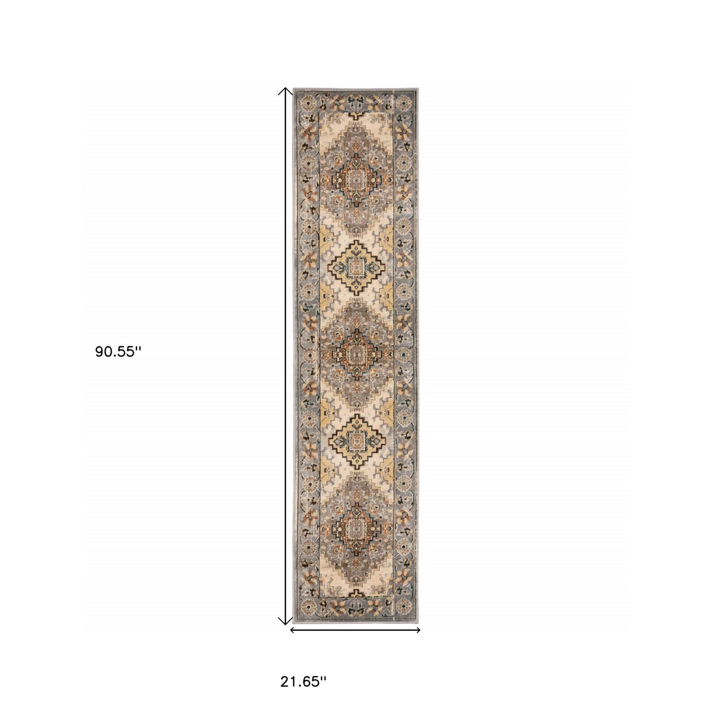 2' X 8' Gray And Beige Aztec Pattern Runner Rug