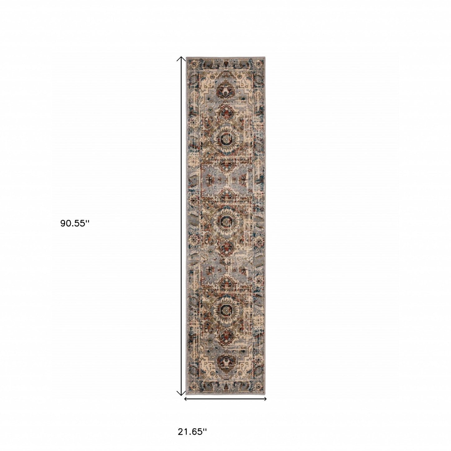 10' X 13' Gray And Rust Distressed Medallion Area Rug