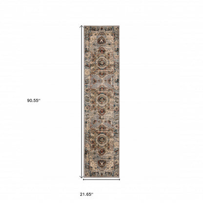 10' X 13' Gray And Rust Distressed Medallion Area Rug