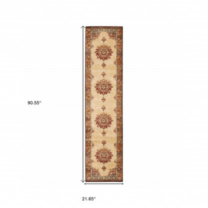 10' X 13' Gold And Orage Floral Medallionarea Rug