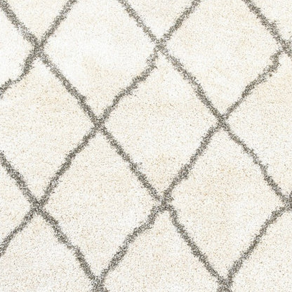 10' X 13' Ivory And Gray Geometric Lattice Area Rug