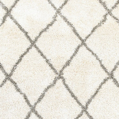 10' X 13' Ivory And Gray Geometric Lattice Area Rug