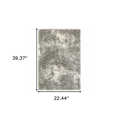 8' X 11' Gray And Ivory Distressed Abstract Area Rug