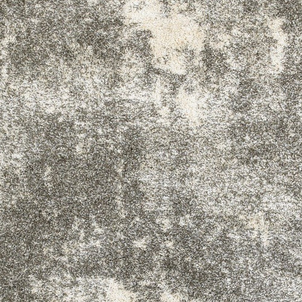 8' X 11' Gray And Ivory Distressed Abstract Area Rug