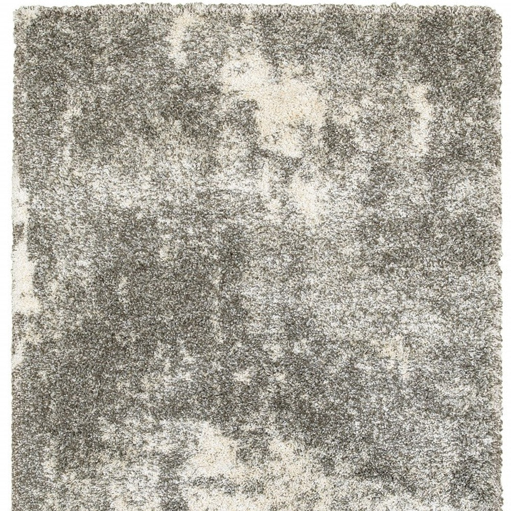 2' X 3' Gray And Ivory Distressed Abstract Scatter Rug