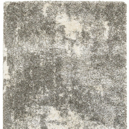2' X 8' Gray And Ivory Distressed Abstract Runner Rug