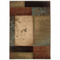 8' X 11' Beige And Brown Floral Block Pattern Area Rug