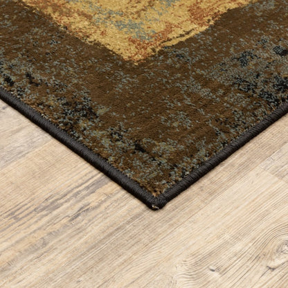 10' X 13' Brown And Black Abstract Geometric Area Rug