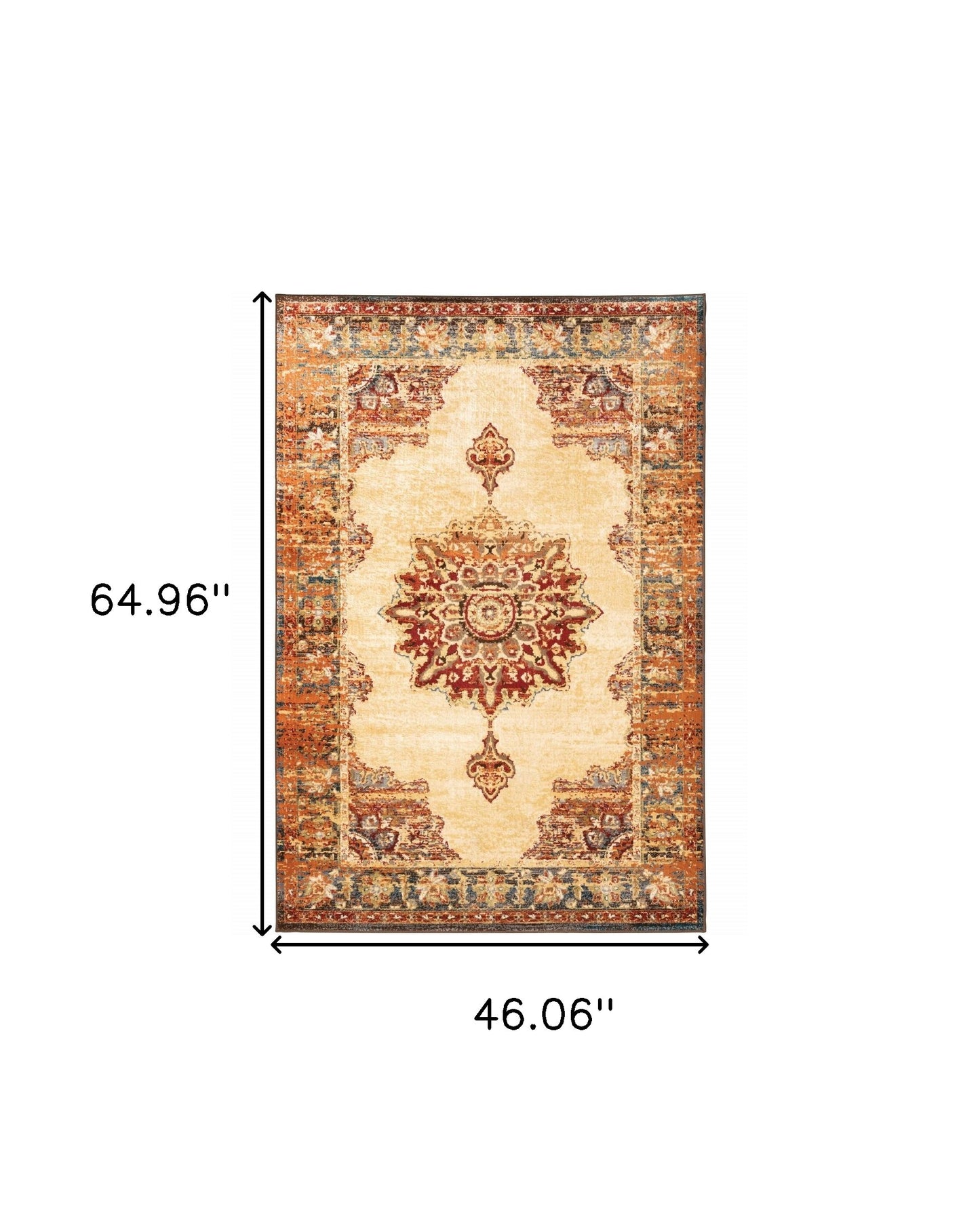 10' X 13' Gold And Orage Floral Medallionarea Rug