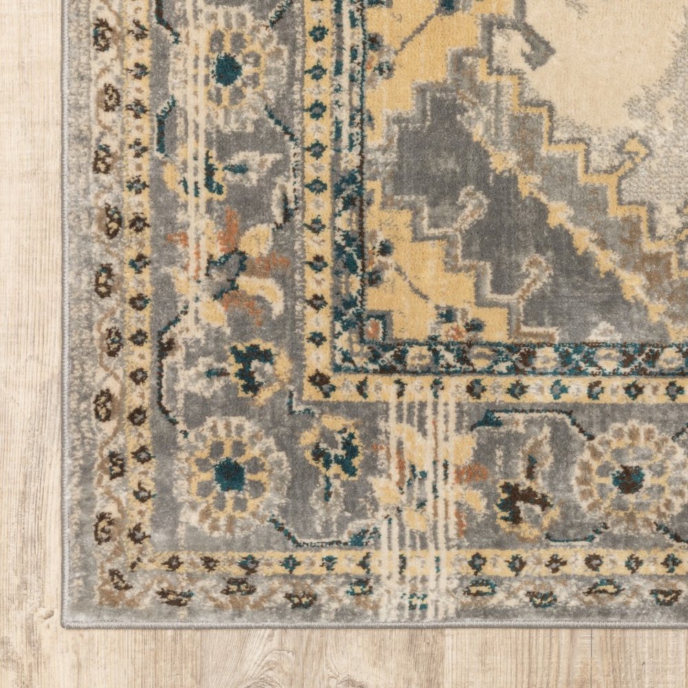 10' X 13' Gray And Beige Aztec Pattern Area Rug