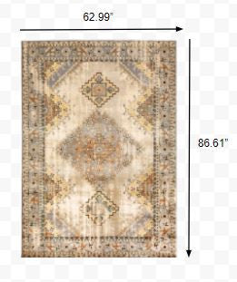 2' X 8' Gray And Beige Aztec Pattern Runner Rug