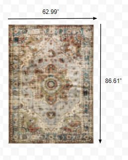 10' X 13' Gray And Rust Distressed Medallion Area Rug