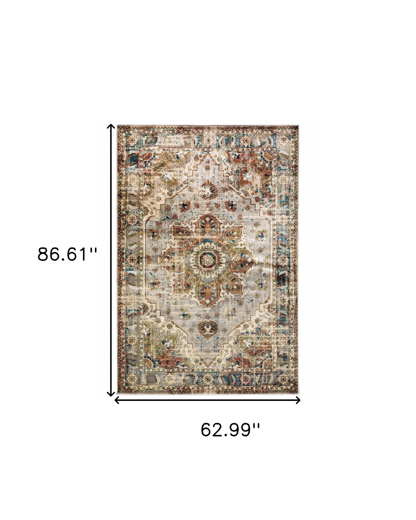 10' X 13' Gray And Rust Distressed Medallion Area Rug