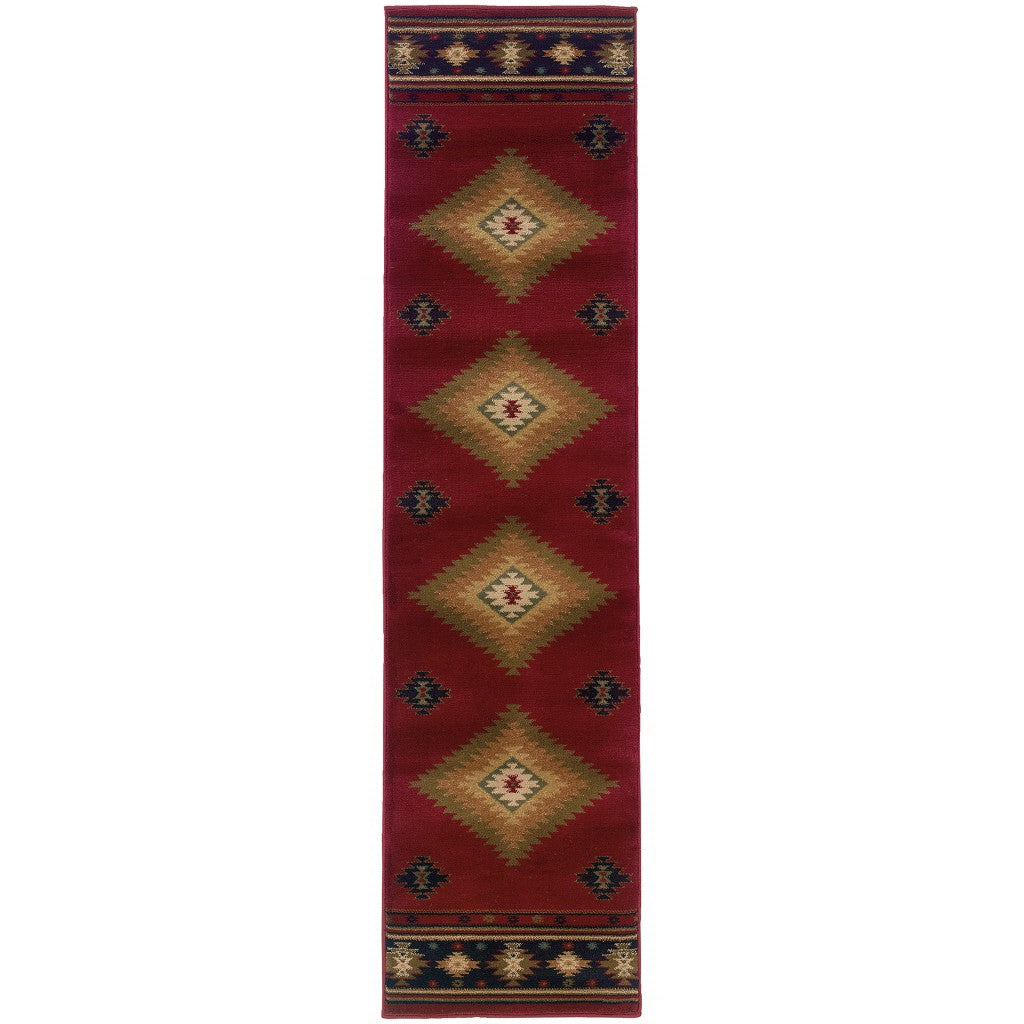 5' X 8' Red And Beige Ikat Pattern Area Rug