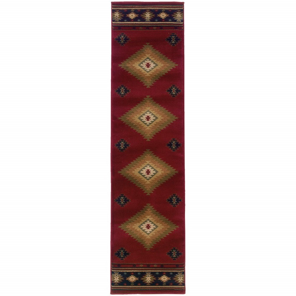 10' X 13' Red And Beige Ikat Pattern Area Rug