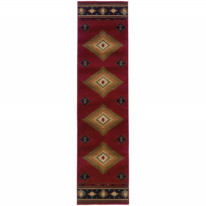 10' X 13' Red And Beige Ikat Pattern Area Rug
