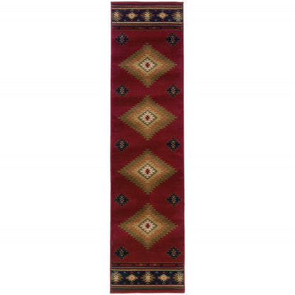 5' X 8' Red And Beige Ikat Pattern Area Rug