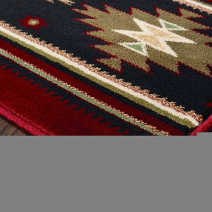 5' X 8' Red And Beige Ikat Pattern Area Rug