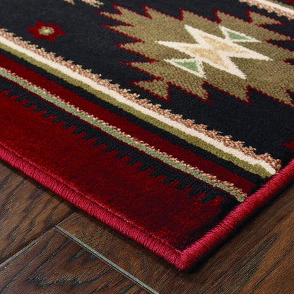10' X 13' Red And Beige Ikat Pattern Area Rug