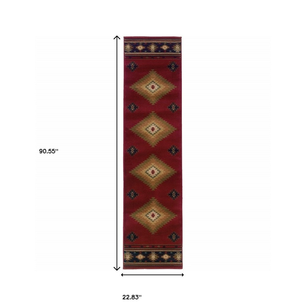 10' X 13' Red And Beige Ikat Pattern Area Rug