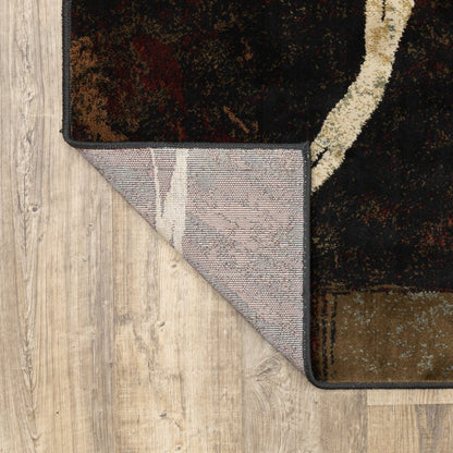 10' X 13' Brown And Black Abstract Geometric Area Rug