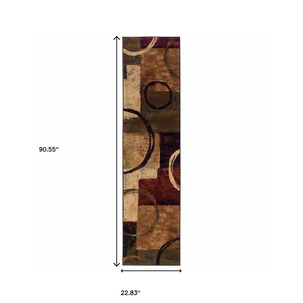 10' X 13' Brown And Black Abstract Geometric Area Rug