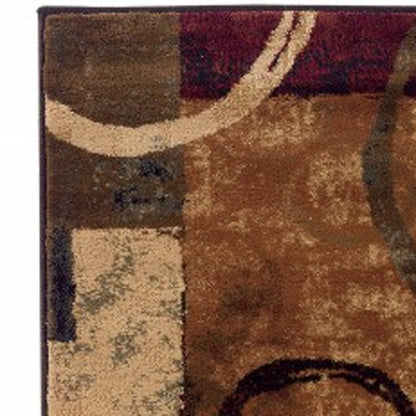 10' X 13' Brown And Black Abstract Geometric Area Rug