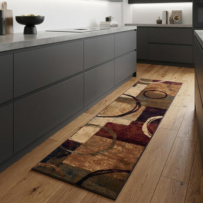 10' X 13' Brown And Black Abstract Geometric Area Rug