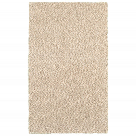 3' X 5' Beige Shag Hand Tufted Area Rug