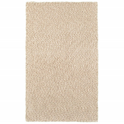 3' X 5' Beige Shag Hand Tufted Area Rug
