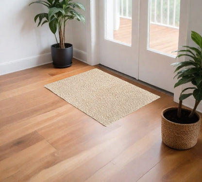 3' X 5' Beige Shag Hand Tufted Area Rug